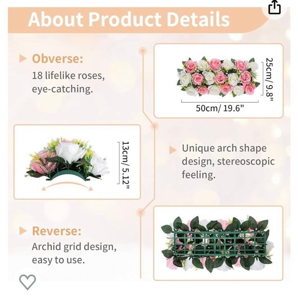 Flower  Centerpieces for Tables - 10 Pcs 19.6in Long Pink & White Artific - Picture 5 of 8